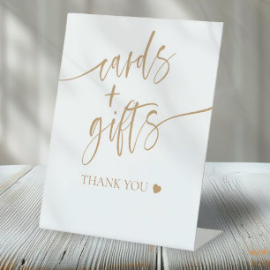Elegant Gold Script Bridal Shower Cards & Gifts  Pedestal Sign
