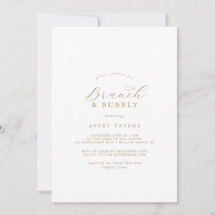 Elegant Gold Script Brunch & Bubbly Bridal Shower Invitation