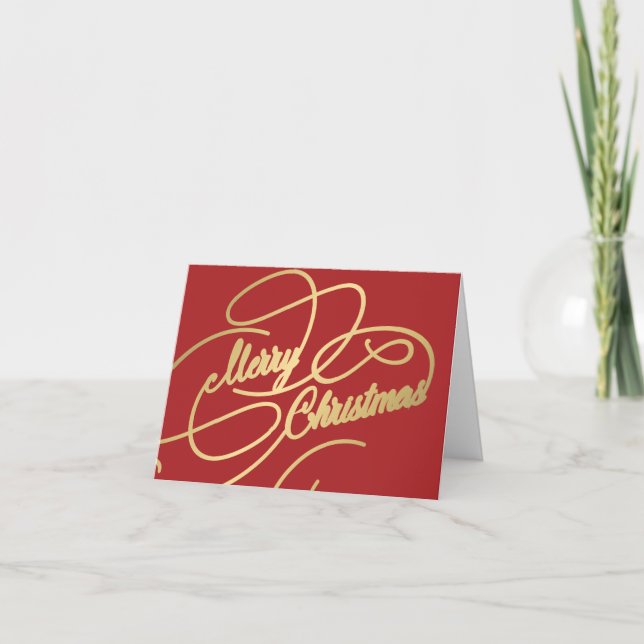 Elegant gold script business corporate holiday card (Front)