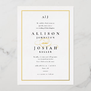 Elegant Gold Script Classic White Wedding