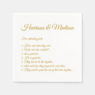 Elegant gold script couple Fun Facts wedding Napkin