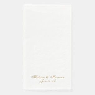 Elegant gold script custom names date chic wedding napkin