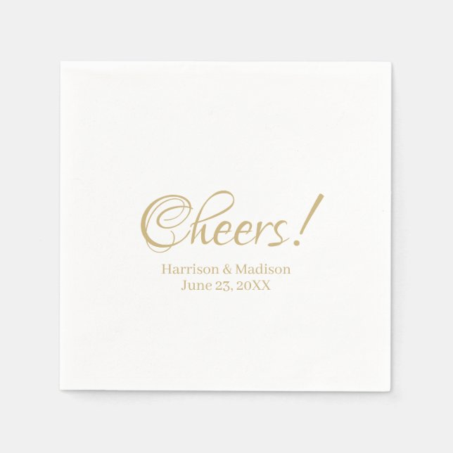 Elegant gold script custom names text Wedding Napkin (Front)