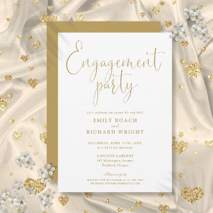 Elegant Gold Script Engagement Party Invitation