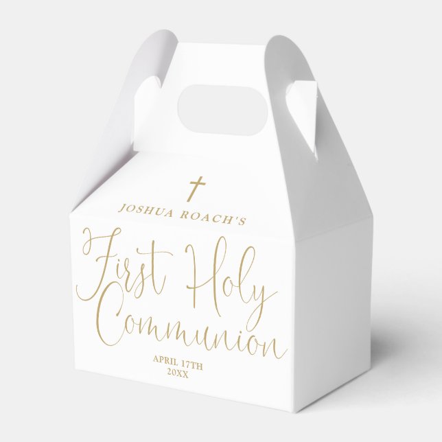Elegant Gold Script First Holy Communion Favour Box (Front Side)