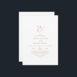 Elegant Gold Script Front & Back Monogram Wedding Invitation<br><div class="desc">This elegant gold script front and back monogram wedding invitation is perfect for a simple wedding. The minimalist gold and white design features fancy romantic typography with modern glam style. Customisable in any colour. Keep the design minimal and classy, as is, or personalise it by adding your own graphics and...</div>