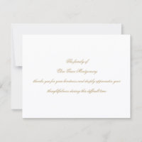 Elegant Gold Script Funeral Acknowledgement