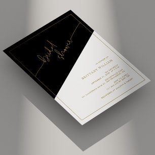 Elegant Gold Script Geometric Bridal Shower Invitation