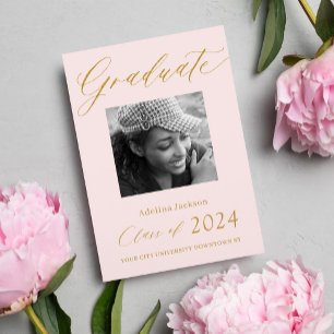 Elegant gold script graduate modern typography announcement