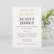 Elegant Gold Script Graduation Announcement