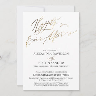 Elegant Gold Script Happily Ever After Reception Invitation