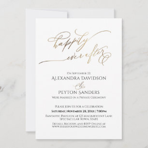 Elegant Gold Script Happily Ever After Reception Invitation