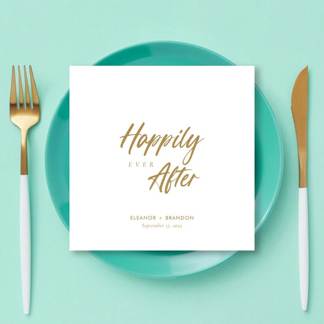 Elegant Gold Script: "Happily Ever After" Wedding Napkin (Personalized Elegant Gold Script: "Happily Ever After" Wedding Napkins
)