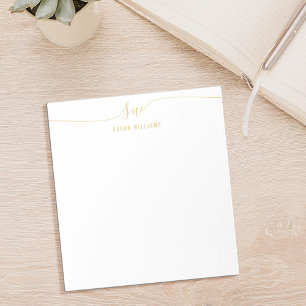 Elegant Gold Script Initial Monogram Notepad