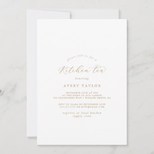 Elegant Gold Script Kitchen Tea Invitation