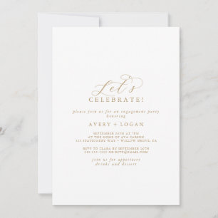 Elegant Gold Script Let's Celebrate Invitation