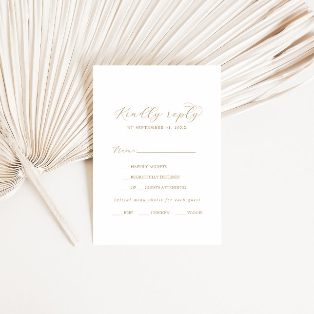 Elegant Gold Script Menu Choice RSVP Card (Creator Uploaded)