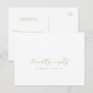 Elegant Gold Script Menu Choice RSVP Postcard