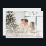 Elegant Gold Script Merry and Bright Photo  Holiday Card<br><div class="desc">Elegant Gold Script Merry and Bright Photo Holiday Card</div>