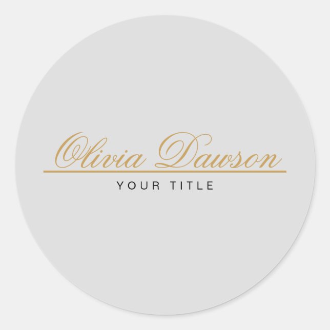 Elegant Gold Script Minimalist Classic Round Sticker (Front)