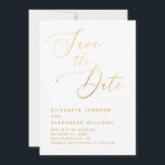 Elegant Gold Script | Minimalist Classic Wedding Save The Date<br><div class="desc">Announce your wedding in timeless style with this elegant Save the Date card. Designed with a white background and sophisticated gold style script, it offers a clean, modern look perfect for formal, traditional, or minimalist weddings. The gold text is a printed effect, not real foil, giving the illusion of metallic...</div>