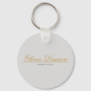 Elegant Gold Script Minimalist Key Ring