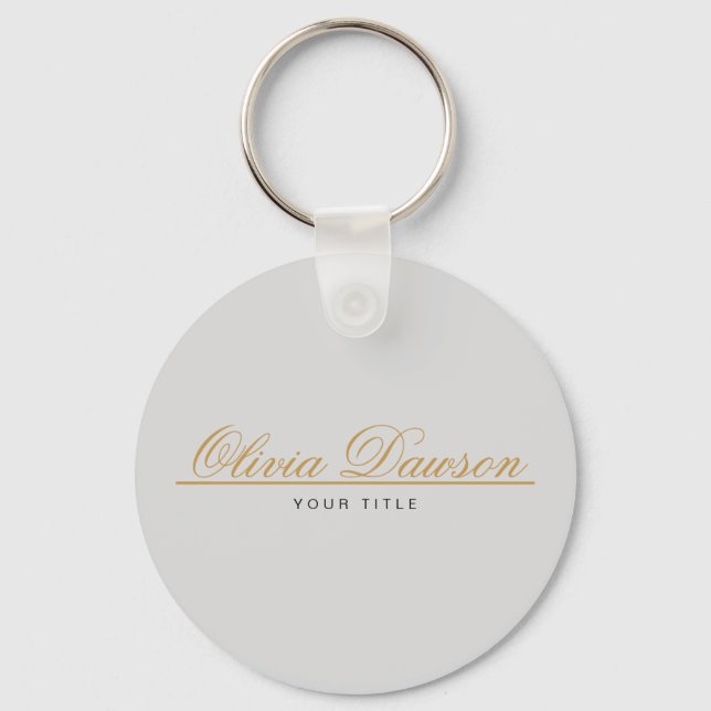 Elegant Gold Script Minimalist Key Ring (Front)