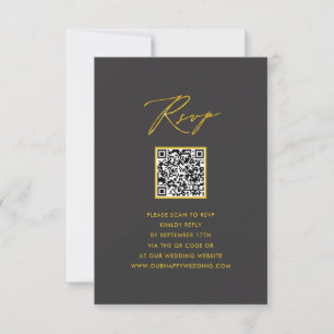 Elegant Gold Script Modern Grey QR Wedding RSVP