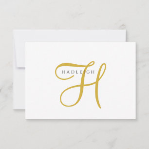 Elegant Gold Script Monogram Card