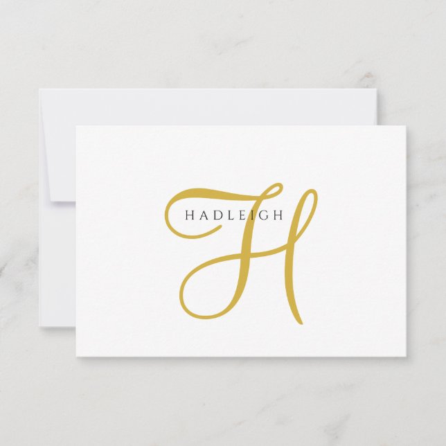 Elegant Gold Script Monogram Card (Front)