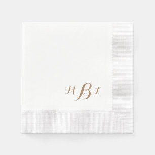 Elegant Gold Script Monogram Coined Napkin