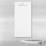 Elegant Gold Script Monogram Initials Minimalist Magnetic Notepad<br><div class="desc">Personalised, minimalist modern magnetic back notepad with simple elegant calligraphy script initials or monogram and name in gold and black. CHANGES: The text font style, colour, size and placement can be changed by clicking EDIT in the PERSONALIZE section for a custom look. ASSISTANCE: For help with design modification or personalisation,...</div>