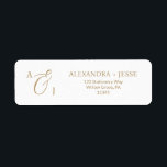 Elegant Gold Script Monogram Return Address Label<br><div class="desc">Elegant Gold Script Monogram These elegant gold script monogram return address labels are perfect for a simple wedding. The minimalist gold and white design features fancy romantic typography with modern glam style. Customisable in any colour. Keep the design minimal and classy, as is, or personalise it by adding your own...</div>