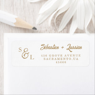 Elegant Gold Script Monogram Return Address Label