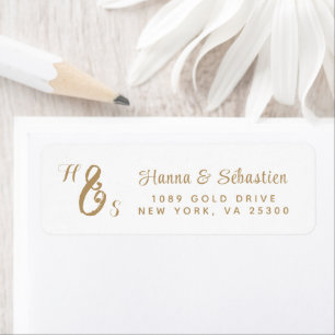 Elegant Gold Script Monogram Return Address Label