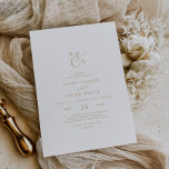 Elegant Gold Script Monogram Wedding Invitation<br><div class="desc">This elegant gold script monogram wedding invitation is perfect for a simple wedding. The minimalist gold and white design features fancy romantic typography with modern glam style. Customisable in any colour. Keep the design minimal and classy, as is, or personalise it by adding your own graphics and artwork. Personalise the...</div>