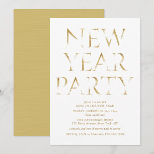 Elegant Gold Script New Year Party Invitation