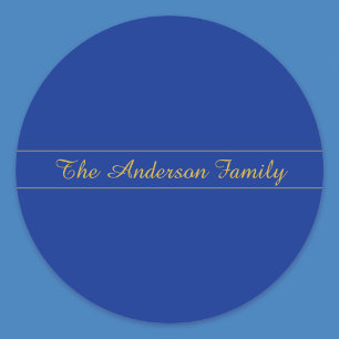 Elegant Gold Script on Navy Blue Background Classic Round Sticker