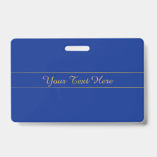 Elegant Gold Script on Navy Blue Background ID Badge