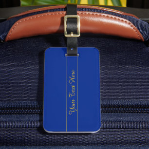 Elegant Gold Script on Navy Blue Background Luggage Tag