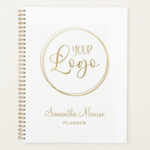 Elegant Gold Script Personalised Business Logo Planner