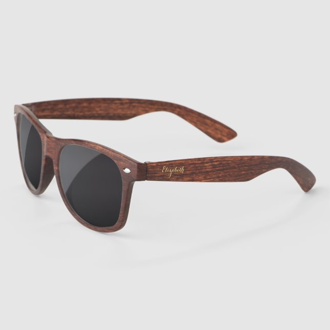 Elegant Gold Script Personalised Tortoise Shell Sunglasses (Left)