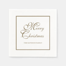 Elegant Gold Script Personalised White Christmas