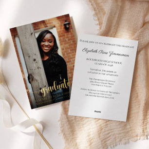 Elegant Gold Script Photo Graduation