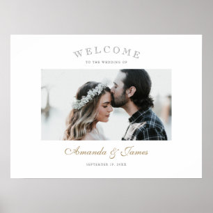 Elegant Gold Script Photo Wedding Welcome Poster