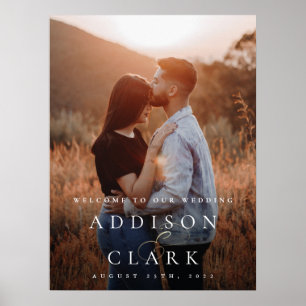 Elegant Gold Script Photo Wedding Welcome Poster