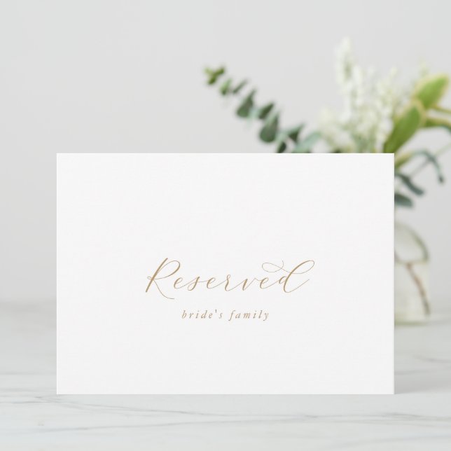 Elegant Gold Script Reserved Sign (Standing Front)