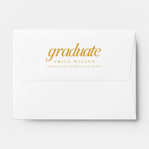 Elegant Gold Script Return Address Graduation Envelope