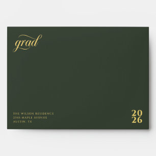 Elegant Gold Script Return Address Graduation Envelope