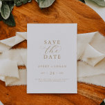 Elegant Gold Script Save the Date Card<br><div class="desc">This elegant gold script save the date card is perfect for a simple wedding. The minimalist gold and white design features fancy romantic typography with modern glam style. Customisable in any colour. Keep the design minimal and classy,  as is,  or personalise it by adding your own graphics and artwork.</div>